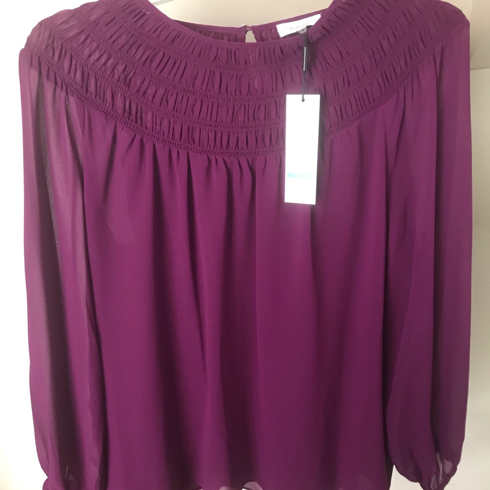 Calvin Klein Smocked Yoke Top